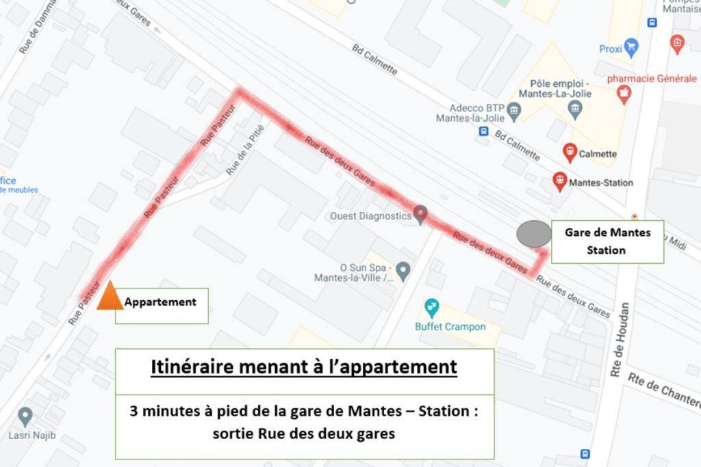 Appartement F2 De Haut Standing En Hypercentre Avec Jardin Prive A 270 M De La Gare De Mantes ! Exteriér fotografie